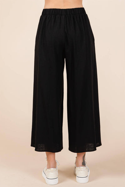 GeeGee Clothing - Plus Sheer Linen Wide Leg Pants: WP61430PL: Black / 1XL
