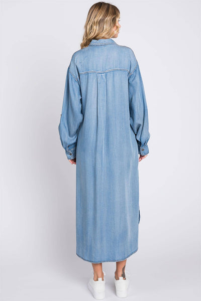GeeGee Clothing - Denim Maxi Dress: JT50435: Denim / L
